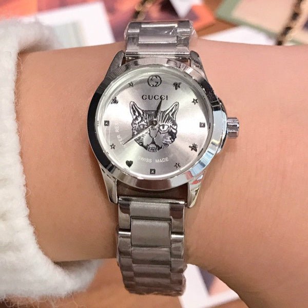 Gucci G Timeless Quartz Silver Dial Silver Steel Strap Watch For Women