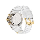 Versace Icon Active Chronograph Gold Dial White Silicone Strap Watch for Men - VEZ700121