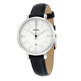 Fossil Jacqueline Quartz White Dial Black Leather Strap Watch for Women - ES3972