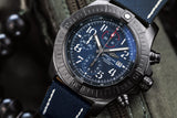 Breitling Super Avenger Chronograph 48 Night Mission Blue Dial Blue Leather Strap Watch for Men - V13375101C1X2