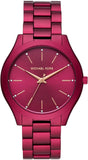 Michael Kors Slim Runway Red Dial Red Steel Strap Watch For Women - MK4505