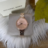 Michael Kors Charley Three-Hand Analog Rose Gold Dial Rose Gold Steel Strap Watch for Women - MK4400