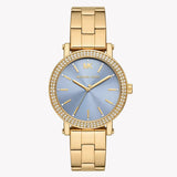 Michael Kors Quartz Blue Dial Gold Steel Strap Watch for Men - MKO1048