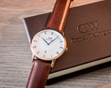 Daniel Wellington Dapper St Mawes White Dial Brown Leather Strap Watch For Men - DW00100083