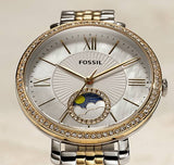 Fossil Jacqueline Analog Moonphase Mother of Pearl White Dial Two Tone Steel Strap Watch for Women - ES5166