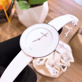 Calvin Klein Chic White Dial White Leather Strap Watch for Women - K7N23TK2