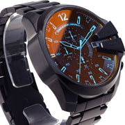 Diesel Mega Chief Chronograph Black Dial Black Steel Strap Watch For Men - DZ4318