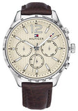 Tommy Hilfiger Gavin Chronograph White Dial Brown Leather Strap Watch for Men - 1791467