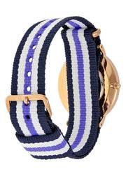 Daniel Wellington Classic Trinity White Dial Three Tone Nylon Strap Watch For Women - 0509DW