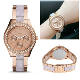 Fossil Stella Multifunction Rose Gold Dial Two Tone Steel Strap Watch for Women - ES4755