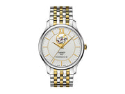 Tissot Tradition Powermatic 80 Open Heart Silver Dial Two Tone Steel Strap Watch For Men - T063.907.22.038.00
