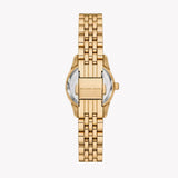 Michael Kors Lexington Three Hand Blue Dial Gold Steel Strap Watch for Women - MK4813