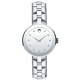 Movado Diamonds Silver Dial Silver Steel Strap Watch For Women - 606814