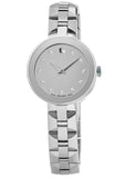 Movado Diamonds Silver Dial Silver Steel Strap Watch For Women - 606814