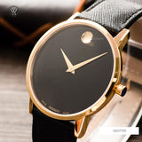 Movado Museum Classic Black Dial Black Leather Strap Watch for Men - 0607196