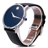 Movado Museum Classic Blue Dial Black Leather Strap Watch for Men - 0607197