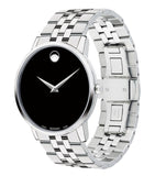 Movado Museum Classic Black Dial Silver Steel Strap Watch for Men - 0607199