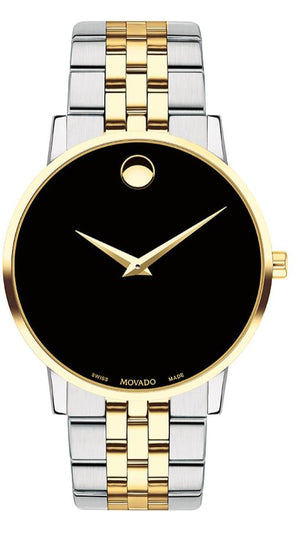 Movado Museum Classic Black Dial Two Tone Steel Strap Watch for Men - 0607200