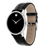 Movado Museum Black Dial Black Leather Strap Watch For Men - 2100002