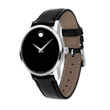 Movado Museum Black Dial Black Leather Strap Watch For Men - 2100002