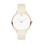 Movado Museum 70th Anniversary Special Edition White Dial White Leather Strap Watch For Women - 0607139