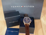 Tommy Hilfiger Alden Quartz Blue Dial Brown Leather Strap Watch for Men - 1791308