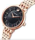 Swarovski Crystalline Chic Analog Black Dial Rose Gold Steel Strap Watch for Women - 5544587