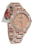 Fossil Jesse Crystal Rose Gold Dial Rose Gold Steel Strap Watch for Women - ES3020