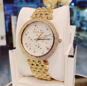 Michael Kors Darci White Dial Gold Steel Strap Watch for Women - MK3727