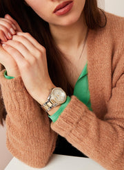 Fossil Riley White Dial Two Tone Steel Strap Watch for Women - ES3204