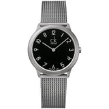 Calvin Klein Minimal Black Dial Silver Mesh Bracelet Watch for Women - K3M52151