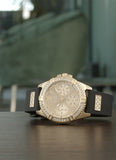 Guess Frontier Diamonds Gold Dial Black Rubber Strap Watch For Women - W1160L1