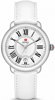Michele Serein Mother of Pearl Dial White Leather Strap Watch for Women - MWW21B000013