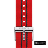 Tissot Quickster Chronograph NBA Chicago Bulls Jam Tangan Tali NATO Merah Dial Putih Untuk Pria - T095.417.17.037.04