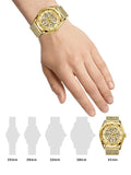 Guess Tailor Multifunction Gold Dial Gold Mesh Bracelet Watch for Men - GW0368G2