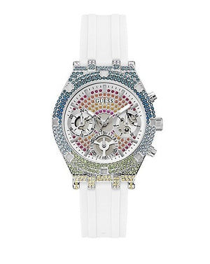 Guess Glitz Pride Limited Edition White Dial White Rubber Strap Watch for Women - GW0407L4