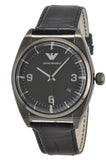 Emporio Armani Franco Black Dial Black Leather Strap Watch For Men - AR0368