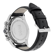 Hugo Boss Ikon Chronograph Black Dial Black Leather Strap Watch for Men - 1513178