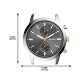 Fossil Townsman Chronograph Grey Dial Silver Steel Strap Watch for Men - FS5407