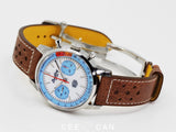 Breitling Top Time Deus Limited Edition White Dial Brown Leather Strap Watch for Men - A233112A1A1X1