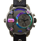 Diesel Badass Chronograph Anthracite Dial Black Leather Strap Watch For Men - DZ7270