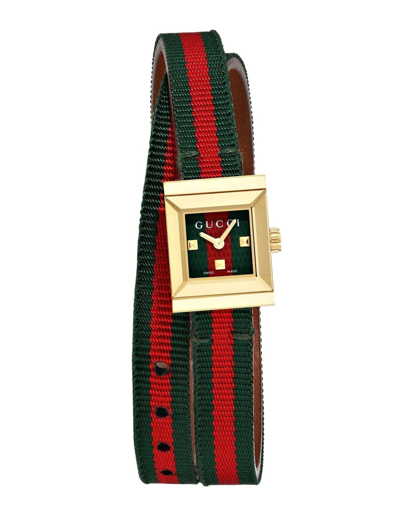 Gucci Women\'s Red and Green Stripe Gold-Tone Dial Watch Gucci 3000.2.M Red Green Stripe Dial Gold Plated Case  main image 4