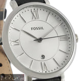 Fossil Jacqueline Quartz White Dial Black Leather Strap Watch for Women - ES3972