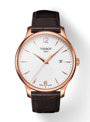 Tissot T Classic Tradition White Dial Brown Leather Strap Watch For Men - T063.610.36.037.00