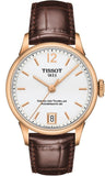 Jam Tangan Tissot Chemin Des Tourelles Powermatic 80 Lady Silver Dial Brown Leather Strap Untuk Wanita - T099.207.36.037.00