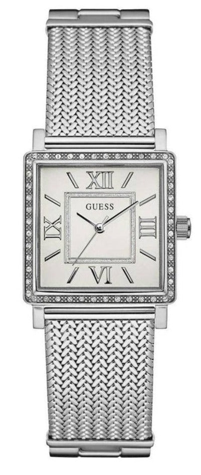 Guess Highline White Dial Silver Mesh Bracelet Watch For Women display picture 2