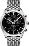 Tissot PR 100 Chronograph Black Dial Silver Mesh Bracelet Watch For Men - T101.417.11.051.01