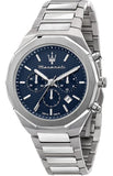 Maserati Stile Chronograph Blue Dial Silver Steel Strap Watch For Men - R8873642006
