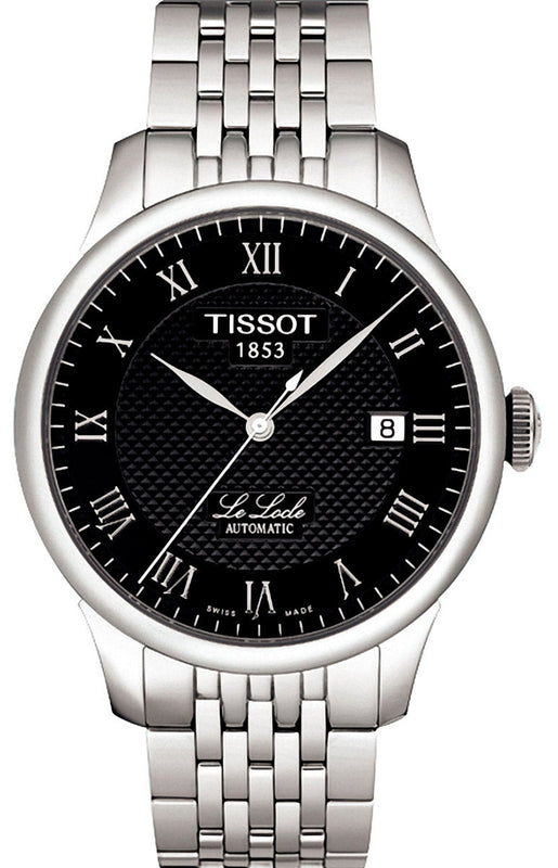 Tissot Le Locle Jam Tangan Tali Baja Perak Dial Hitam Otomatis Untuk Pria - T41.1.483.53