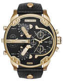 Diesel Mr Daddy Chronograph Black Dial Black Leather Strap Watch For Men - DZ7371